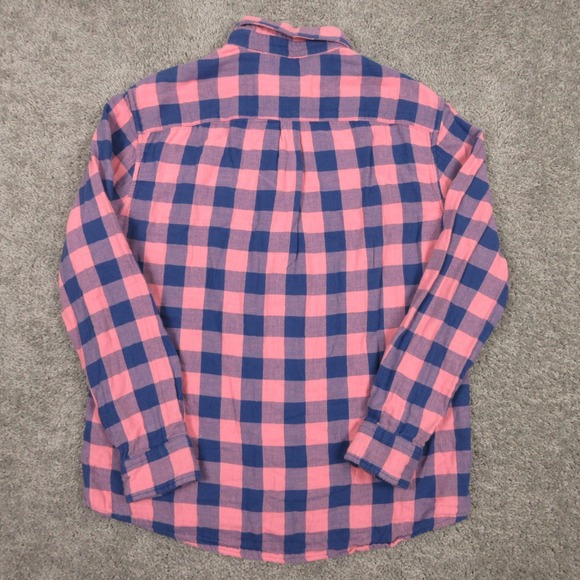 Vineyard Vines Shirt Mens Large Pink Blue Plaid Twill Flannel Whale Button Up - Picture 5 of 8